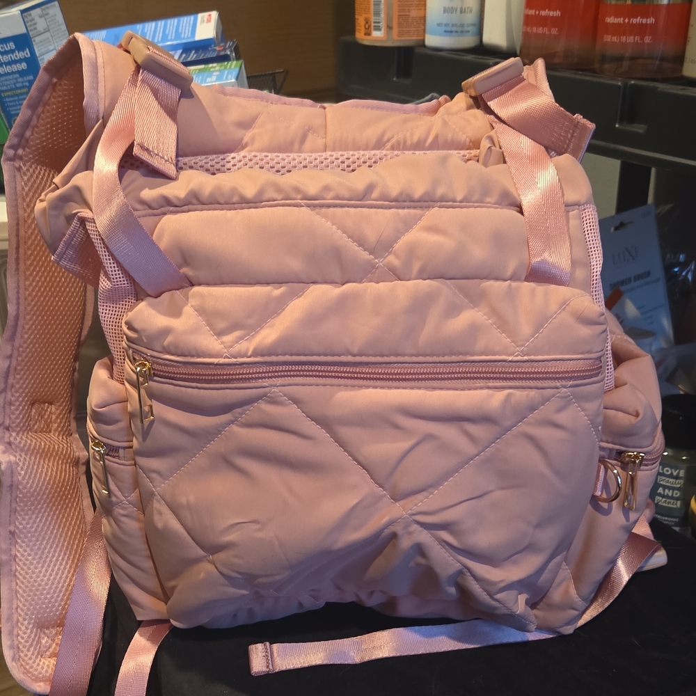 Pink Quilted Backpack